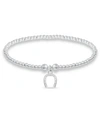Macy's Bead Horse Shoe Charm Bracelet In Silver Plate In Silver