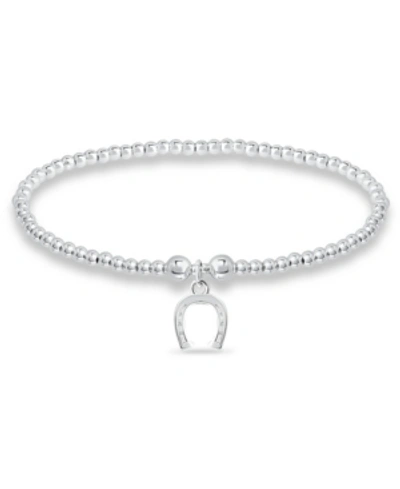 Macy's Bead Horse Shoe Charm Bracelet In Silver Plate