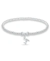 Macy's Bead Flamingo Charm Bracelet In Silver Plate In Silver