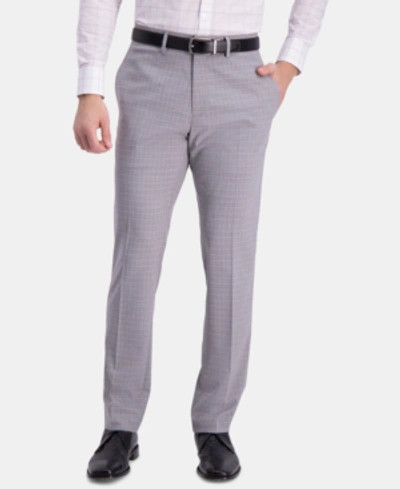 Kenneth Cole Reaction Men's Slim-fit Performance Stretch Mini-plaid Dress Pants In Grey