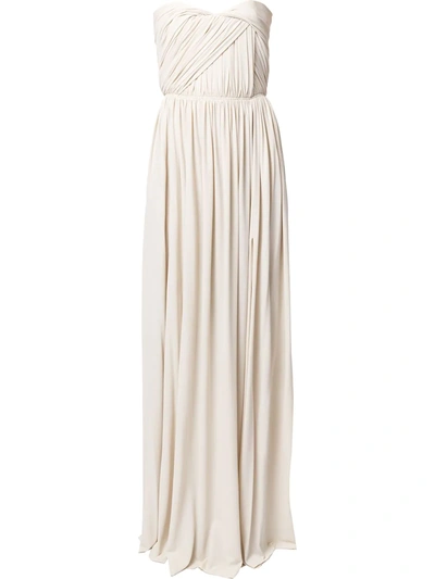 Pre-owned Lanvin Ruched Strapless Gown In 白色