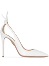 Aquazzura Bow Tie 105 Cutout Leather Pumps In 白色