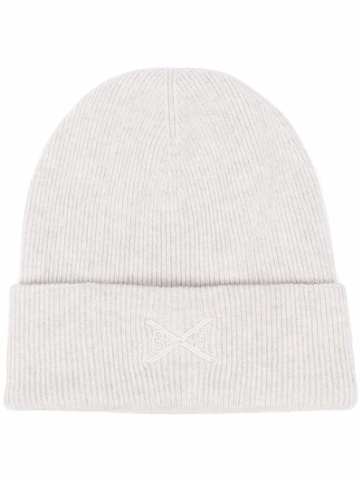 Barrie Embroidered-logo Cashmere Beanie In Nude