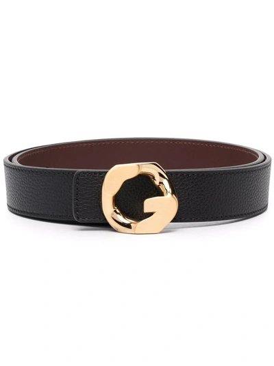 Givenchy Black G Chain Buckle Leather Belt