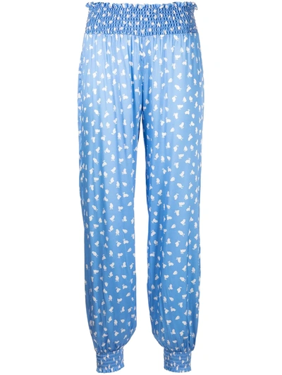 Morgan Lane Camille Chickadee-print Trousers In 蓝色