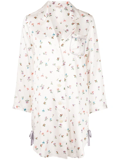 Morgan Lane Jillian Floral-print Nightshirt In 白色