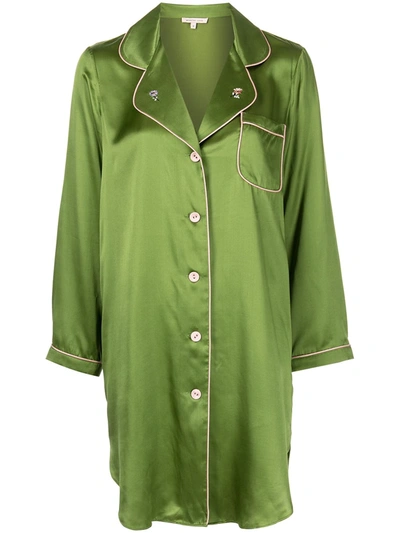 Morgan Lane Jillian Piped-trim Nightshirt In 绿色