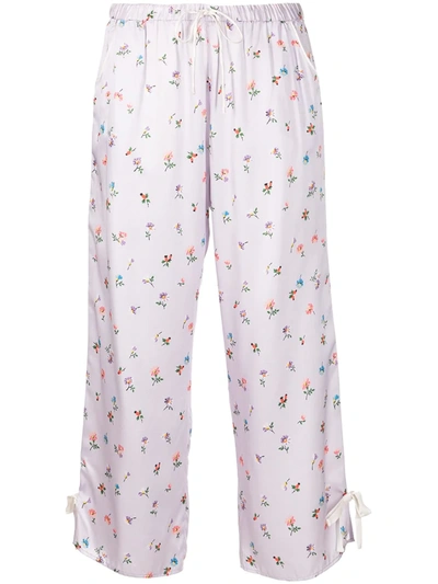 Morgan Lane Petal Floral-print Trousers In 粉色