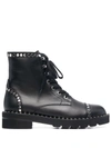 Stuart Weitzman Mila Lift Stud-embellished Boots In 黑色