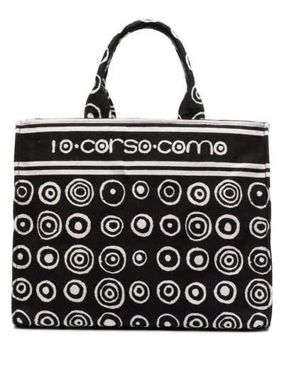 10 Corso Como Graphic-print Canvas Tote In 黑色