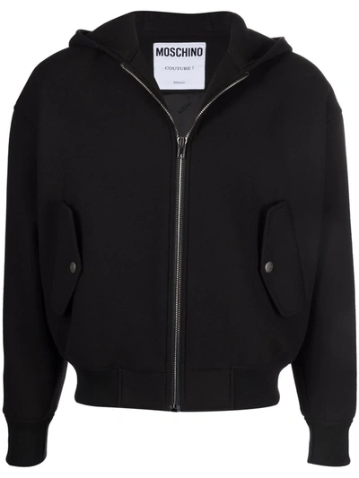 MOSCHINO LOGO-APPLIQUÉ ZIPPED HOODIE