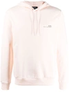 Apc Logo-print Drawstring Hoodie In Pink,black