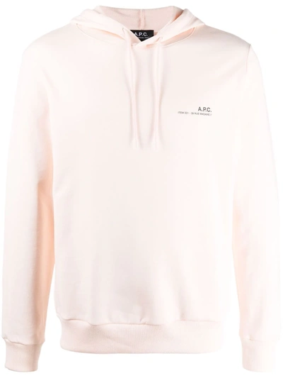 Apc Logo-print Drawstring Hoodie In 粉色