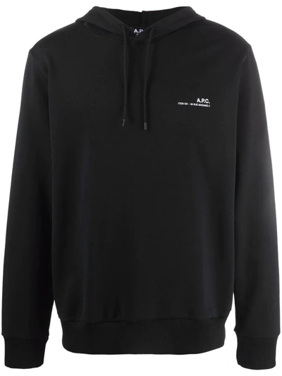 Apc Chest Logo-print Hoodie In Black