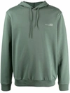 Apc Logo-print Cotton Hoodie In 绿色