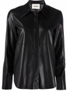 Nanushka Button-up Long-sleeve Shirt In 黑色