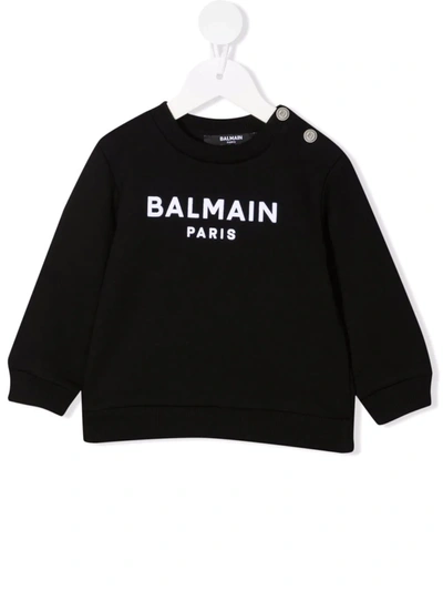 Balmain Babies' Logo-print Cotton Sweatshirt In Black