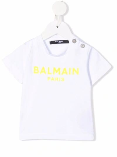 Balmain Babies' Logo印花t恤 In White