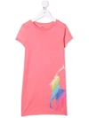 Polo Ralph Lauren Big Pony-print T-shirt Dress In 粉色