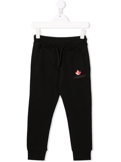 Dsquared2 Logo-print Cotton Track Trousers In 黑色