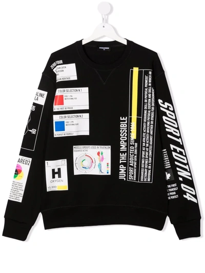 Dsquared2 Teen Graphic-print Cotton Sweatshirt In Nero