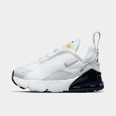 Nike Kids' Toddler Air Max 270 Casual Shoes In White/metallic Silver/midnight Navy