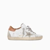 GOLDEN GOOSE WOMENS SUPER-STARS SNEAKERS WITH BROWN HEEL TAB,GWF00102F00218210803