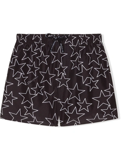 Dolce & Gabbana Kids' Star Pattern Swimming Shorts In Black