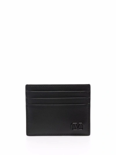 Valentino Garavani Vlogo Signature Leather Card Holder In Black