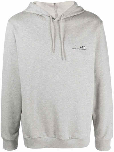 Apc Logo-print Cotton Hoodie In Grey