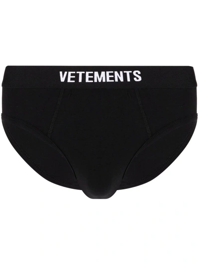 Vetements Logo-waistband Cotton Briefs In Black