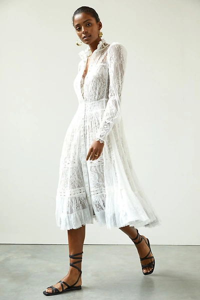 In Earnest By Byron Lars Lacy Midi Dress In White | ModeSens
