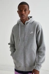 Nike Sportswear Club Logo-embroidered Cotton-blend Jersey Zip-up Hoodie In Dark Grey