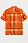 Urban Outfitters Uo Madras Grid Seersucker Button-down Shirt In Rust