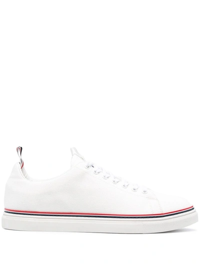 Thom Browne Grosgrain-trimmed Canvas Trainers In White