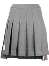 Thom Browne Striped Pleated Miniskirt In Grau