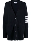 Thom Browne Navy Cotton Jersey Exaggerated Fit 4-bar Cardigan In Blau