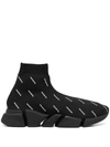 Balenciaga Speed 2.0 Logo-print Stretch-knit Slip-on Sneakers In Schwarz