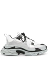 Balenciaga White & Silver Triple S Sneakers In Grau
