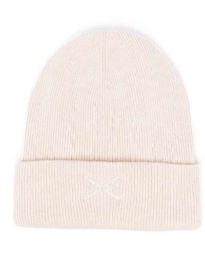Barrie Logo Cashmere Beanie Hat In Nude