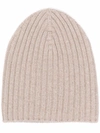 Barrie Ribbed-knit Cashmere Beanie In White