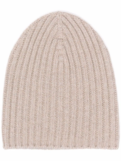 Barrie Ribbed-knit Cashmere Beanie In White