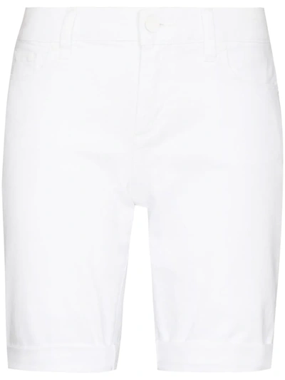 Paige Jax Roll Cuff Denim Bermuda Shorts In White