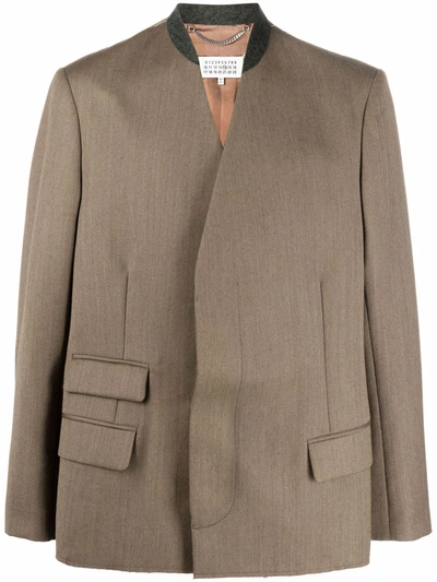 Maison Margiela Stitch-logo Blazer In Green