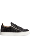 Giuseppe Zanotti Frankie Crocodile-effect Sneakers In Black