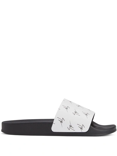 Giuseppe Zanotti Brett All-over Logo Slides In White