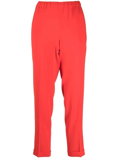 Alberto Biani Elastic-waist Cigarette Trousers In Rot