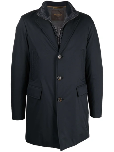 Moorer Layered Button-front Coat In Blau