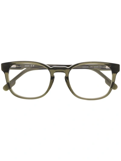 Kenzo Round-frame Logo-engraved Glasses In Grün