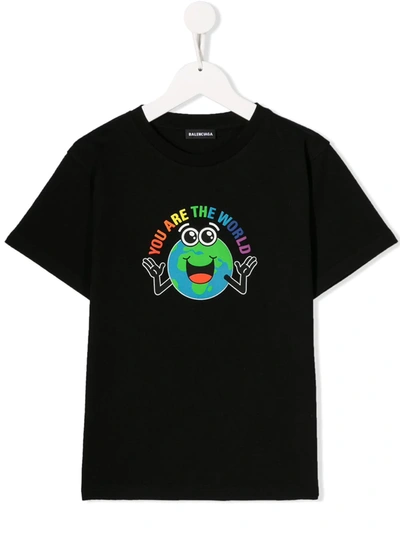 Balenciaga Kids' You Are The World T恤 In Black